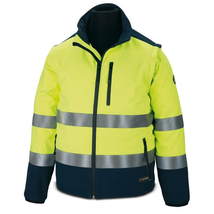 Cazadora SoftShell de alta visbilidad con mangas desmontables 288-CSFY/A - Referencia 288CSFYAYFA